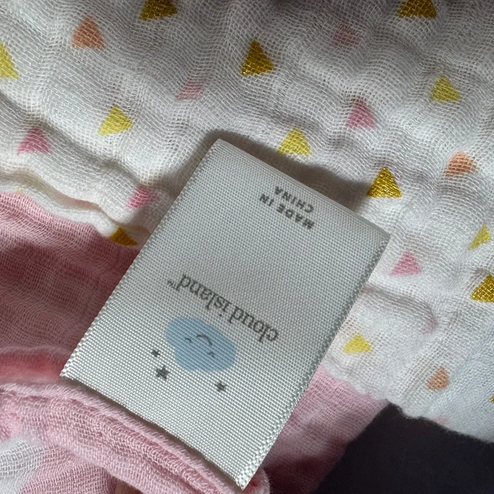Cloud Island SwaddleDesigns Muslin Blankets 2pk Pink Polka Dot Triangle Cotton